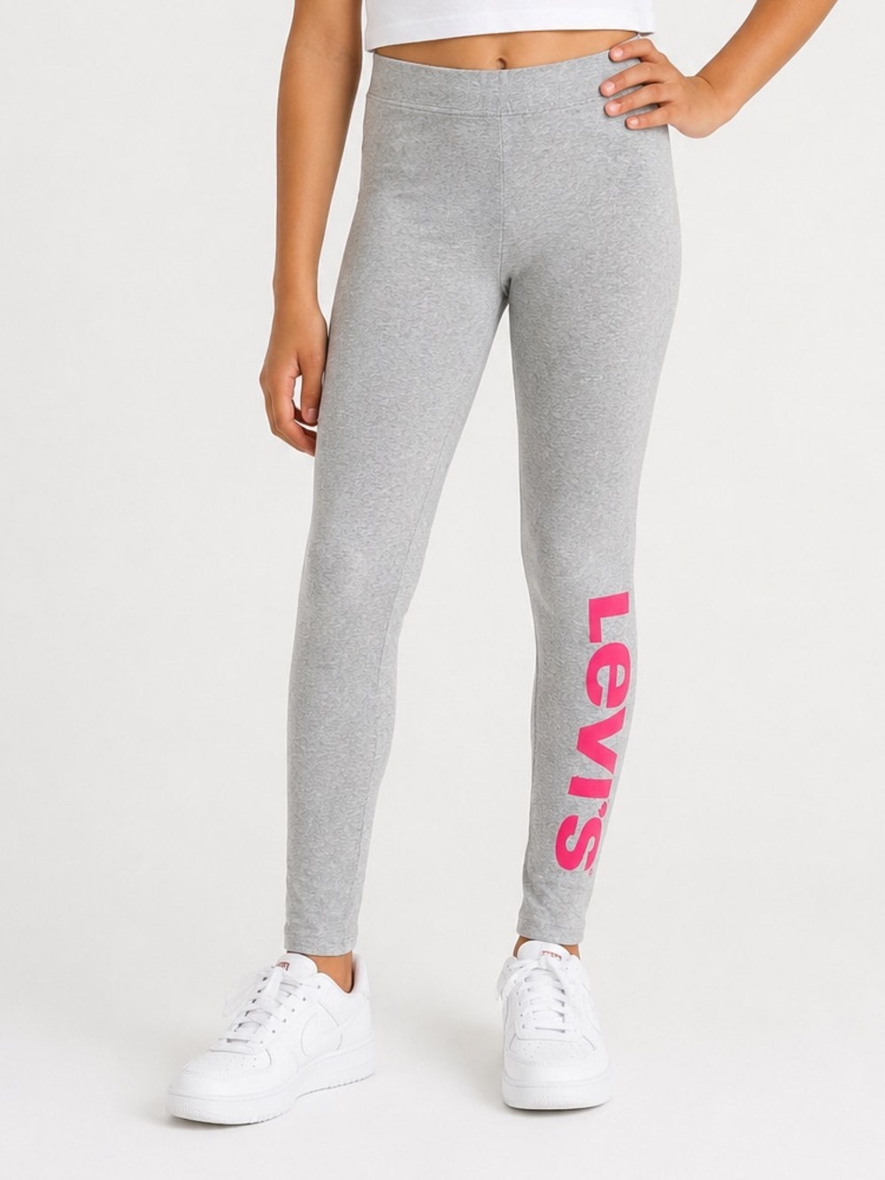 Levi’s Kids High Rise Leggings Gray Pink Logo Size Large 12/13 NWT
